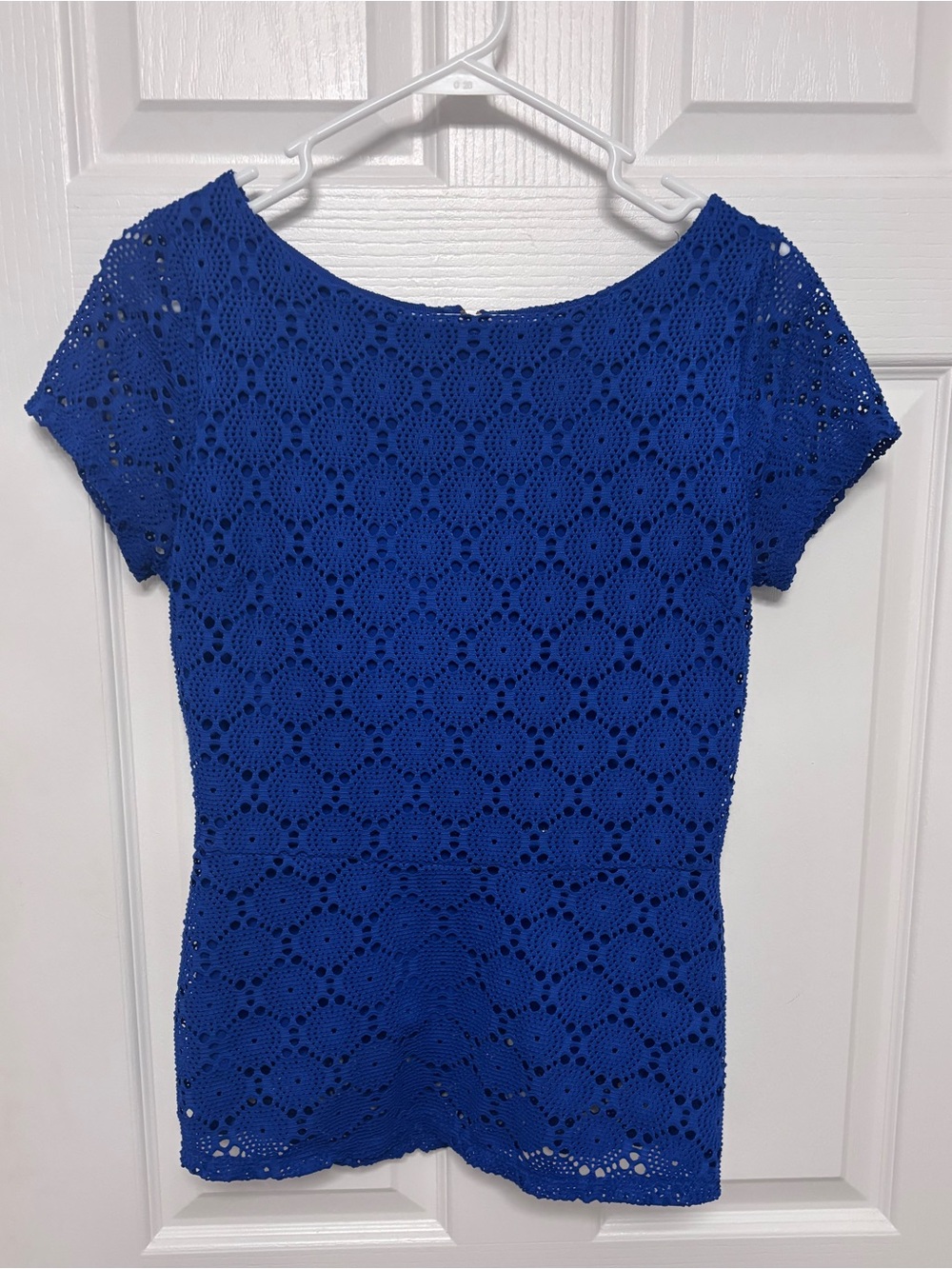 Banana Republic Royal Blue Crochet Short Sleeve Top